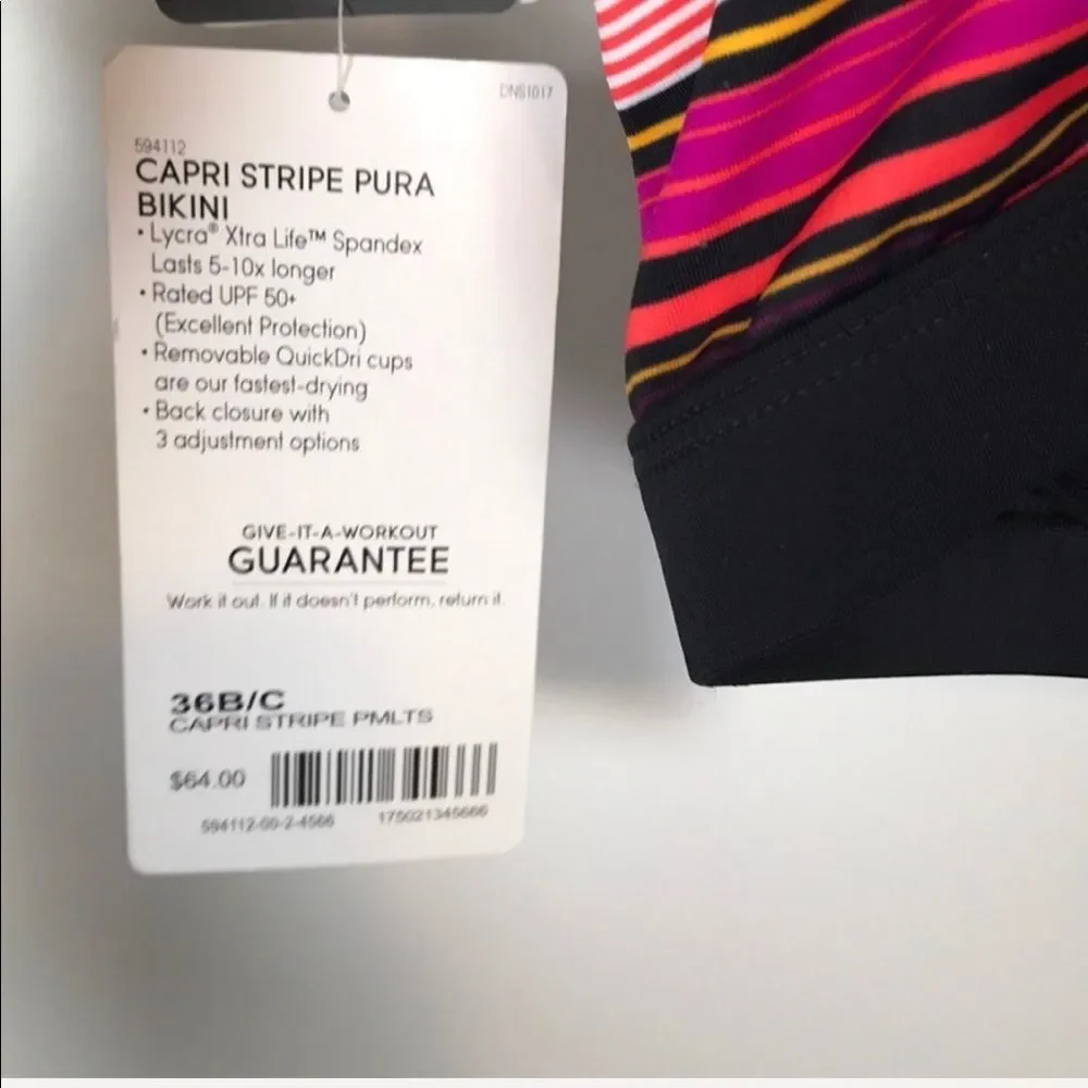 Athleta Capri Stripe Pura Bikini Top NWT